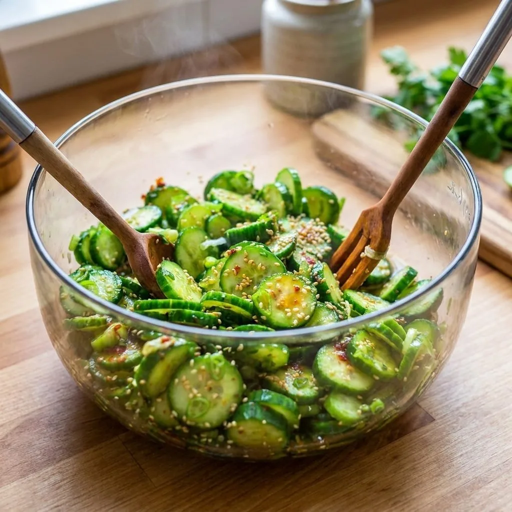 Step 2 — Crisp Asian Cucumber Salad Recipe with Zesty Garlic Dressing