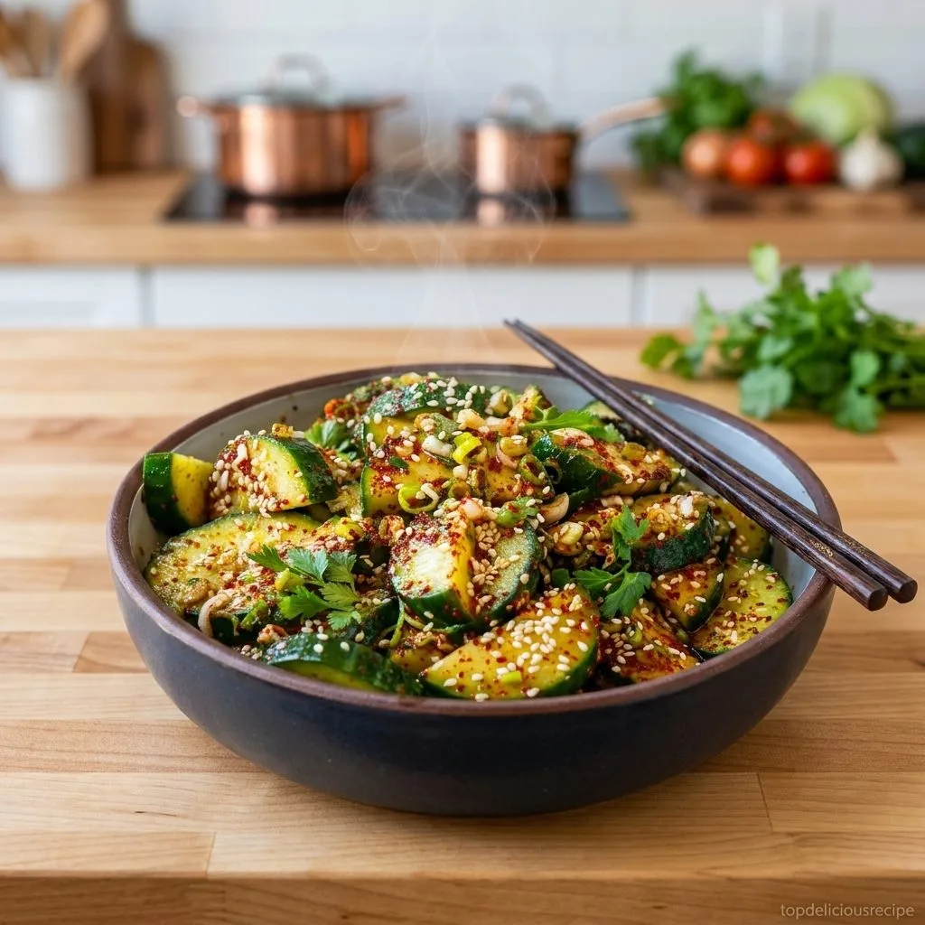 Crisp Asian Cucumber Salad Recipe with Zesty Garlic Dressing