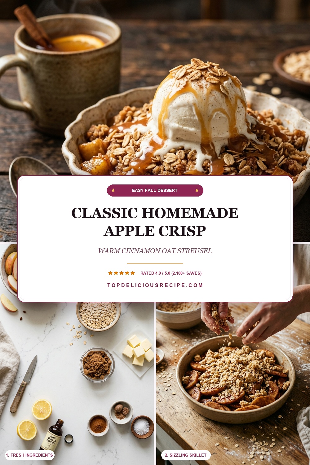 Classic Homemade Apple Crisp Pinterest Recipe Pin
