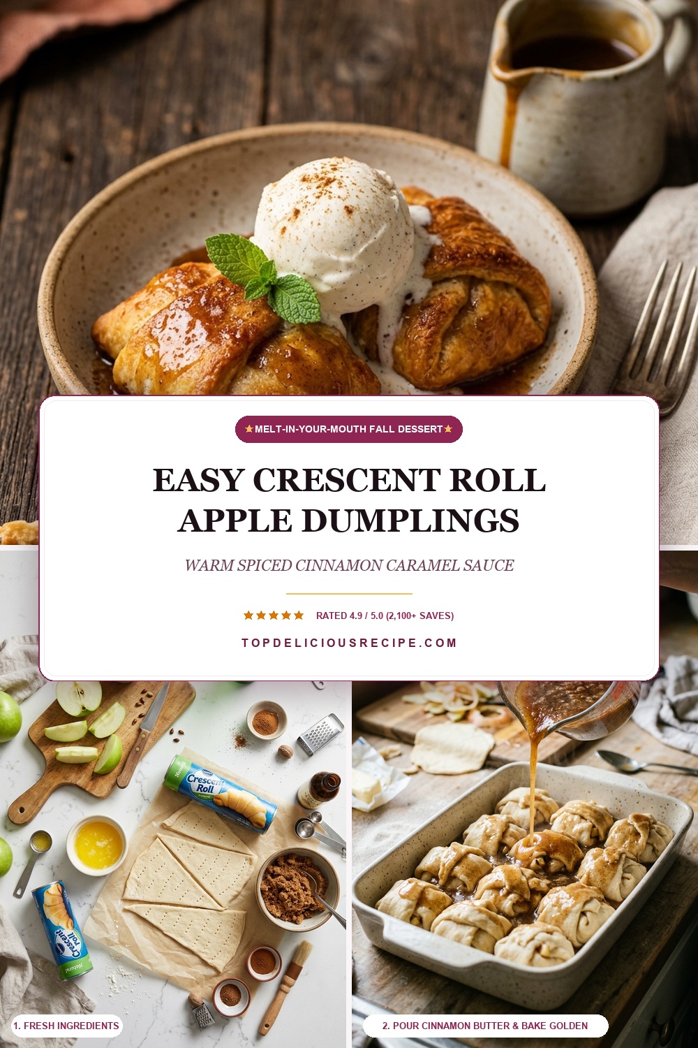 Easy Crescent Roll Apple Dumplings Pinterest Pin Recipe Guide