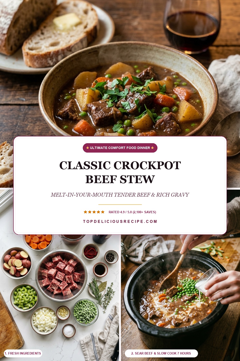 Classic Crockpot Beef Stew Pinterest Pin Recipe Guide