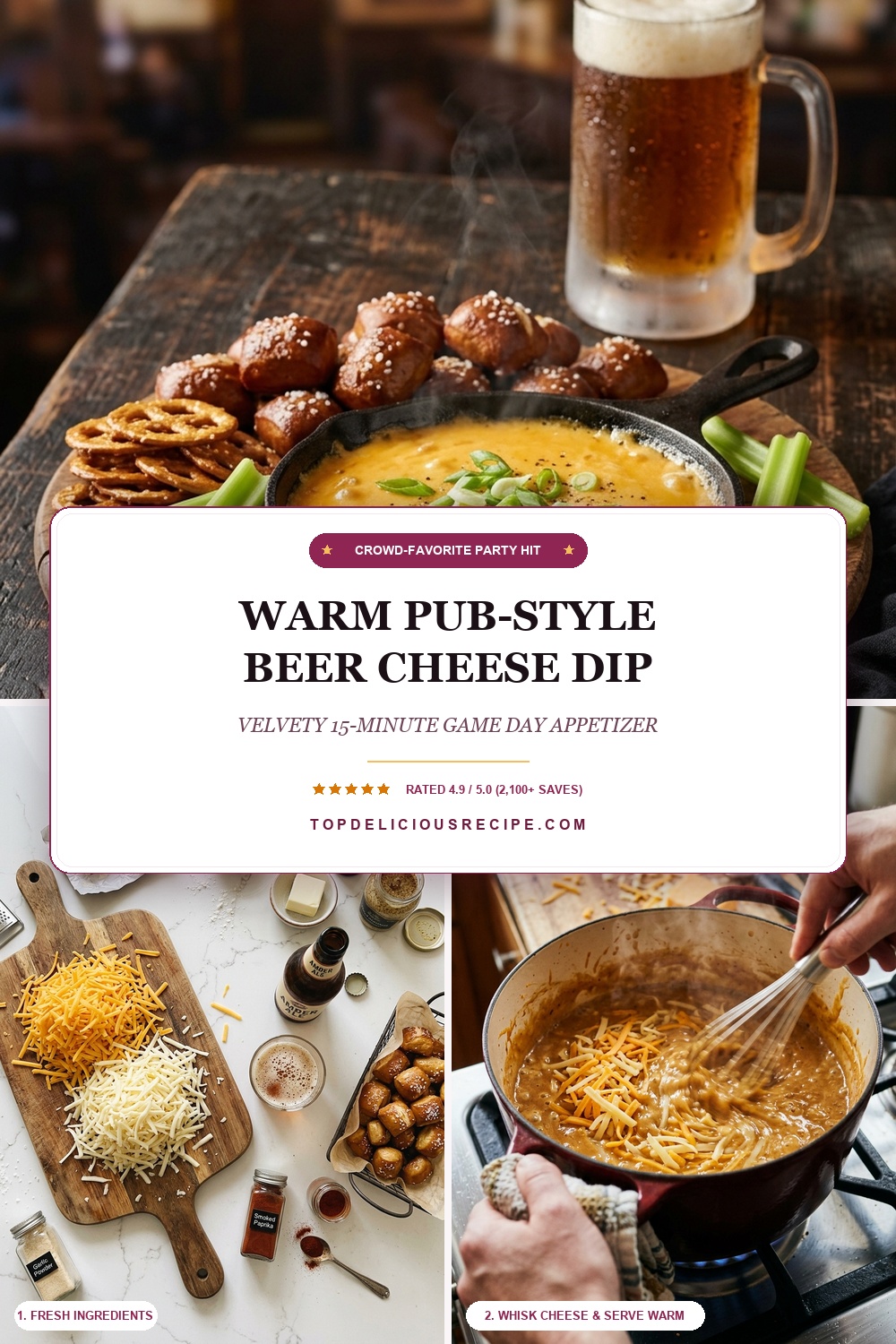 Warm Pub-Style Beer Cheese Dip Pinterest Pin Recipe Guide