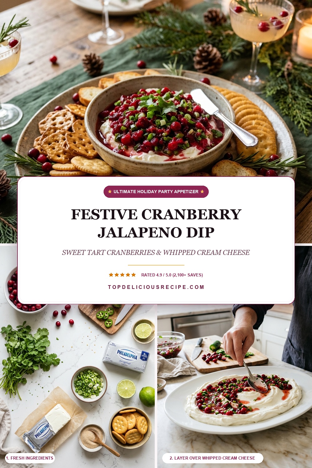 Festive Cranberry Jalapeno Dip Pinterest Pin Recipe Guide