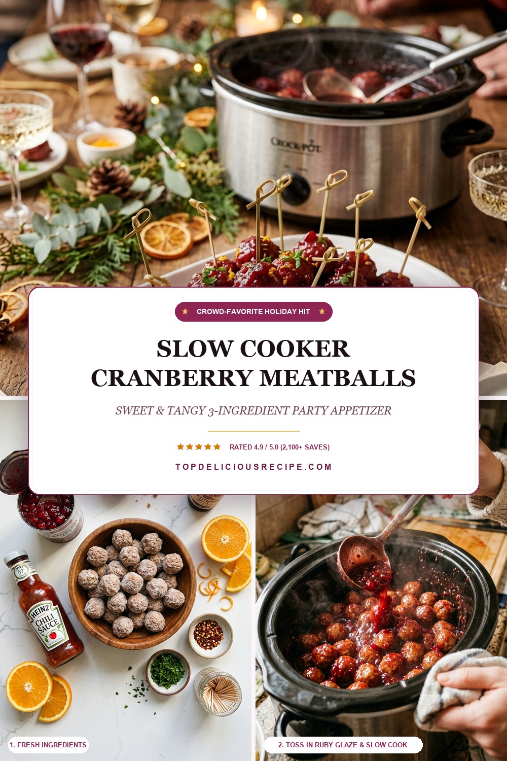 Slow Cooker Cranberry Cocktail Meatballs Pinterest Pin Recipe Guide