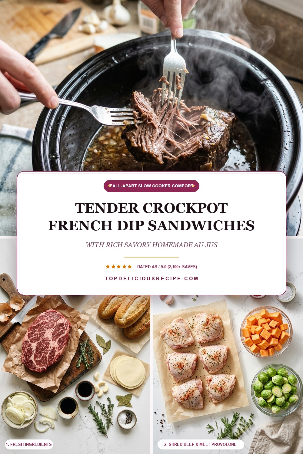 Crockpot French Dip Sandwiches Pinterest Pin Recipe Guide