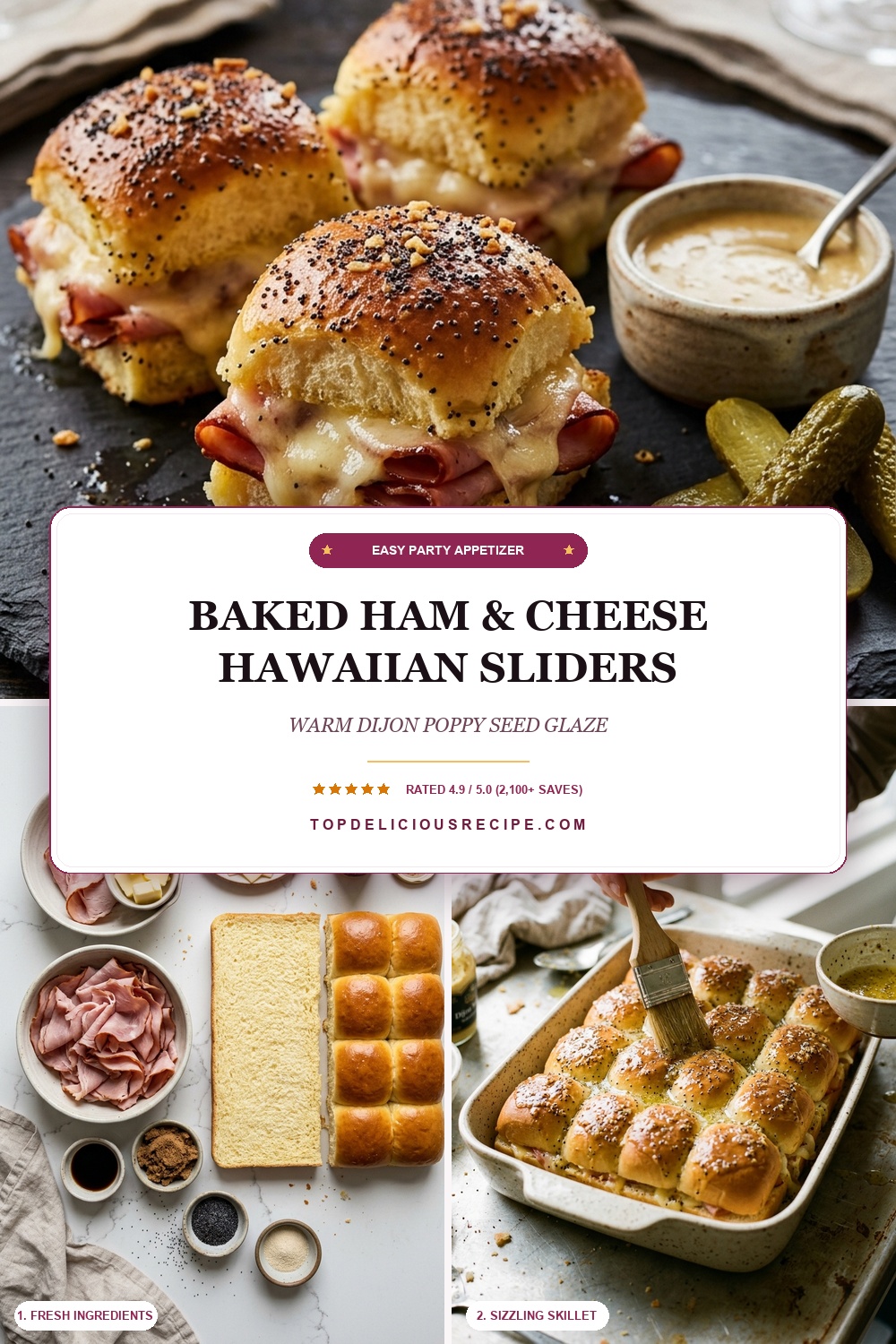 Baked Ham and Cheese Sliders Pinterest Recipe Pin