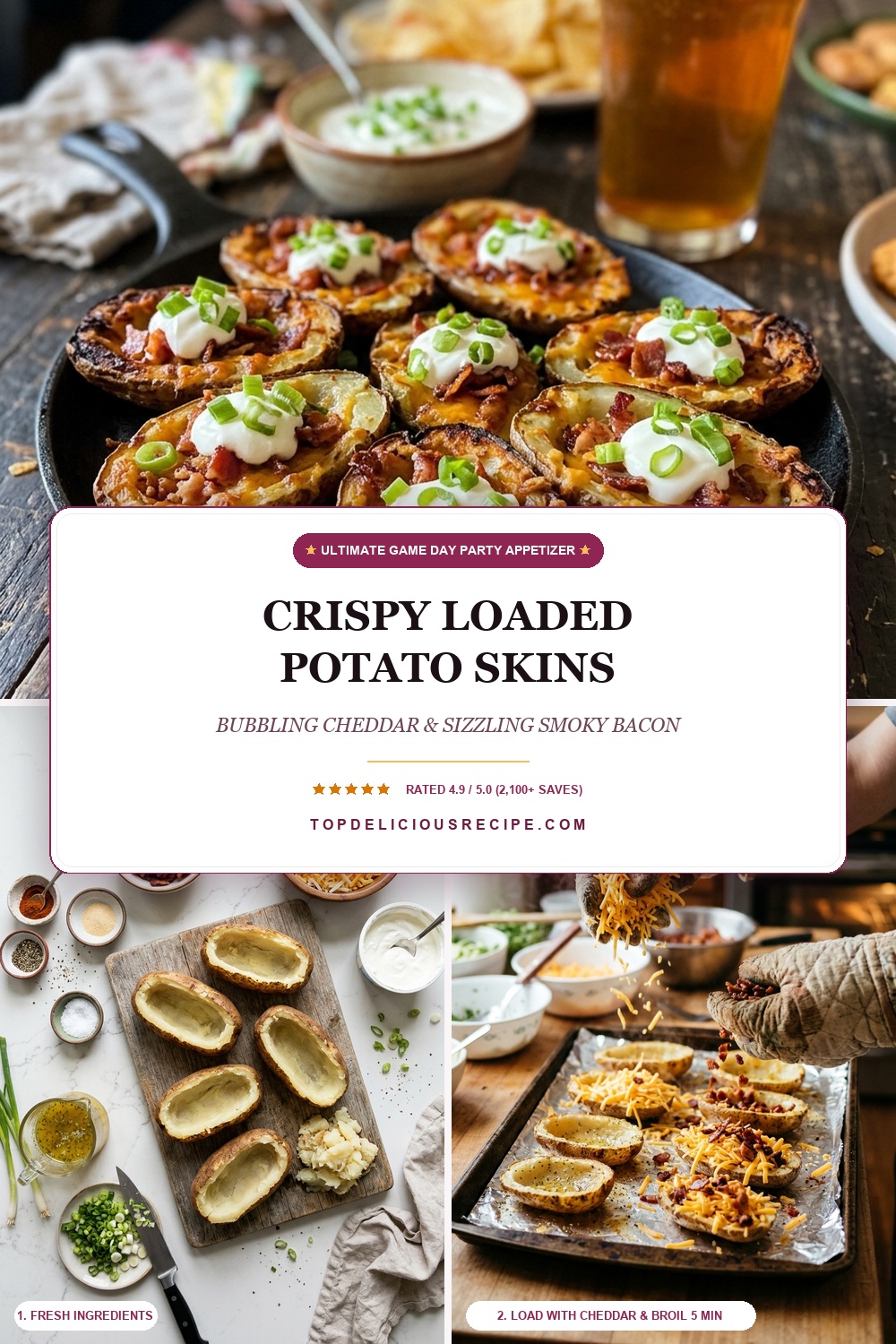Crispy Loaded Potato Skins Pinterest Pin Recipe Guide