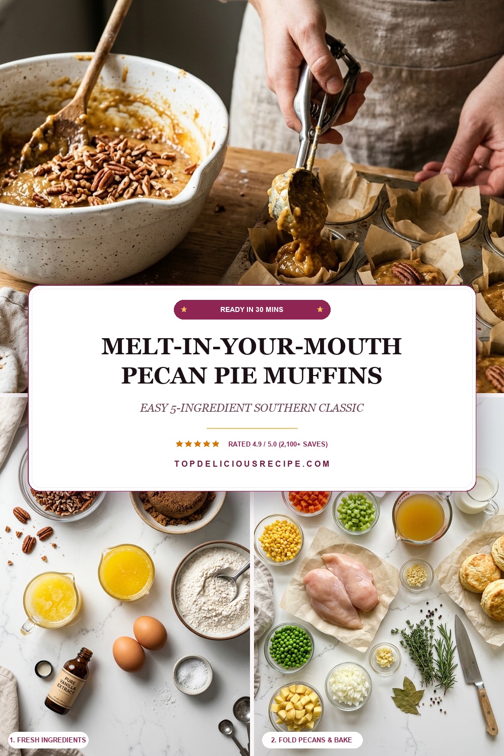 Melt-in-Your-Mouth Pecan Pie Muffins Pinterest Pin Recipe Guide