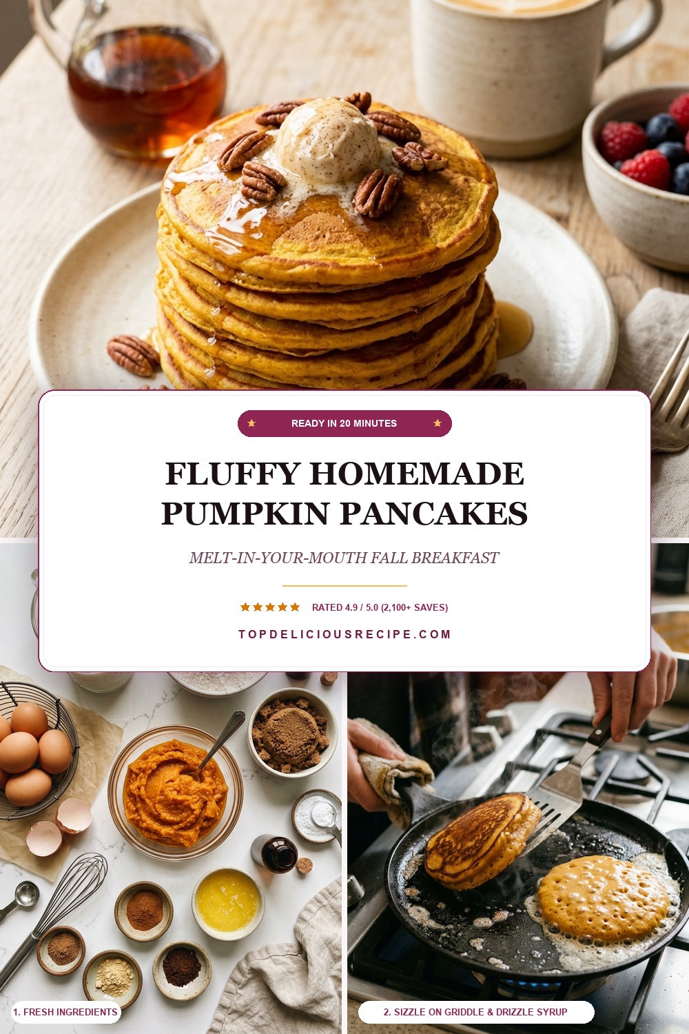 Fluffy Homemade Pumpkin Pancakes Pinterest Pin Recipe Guide