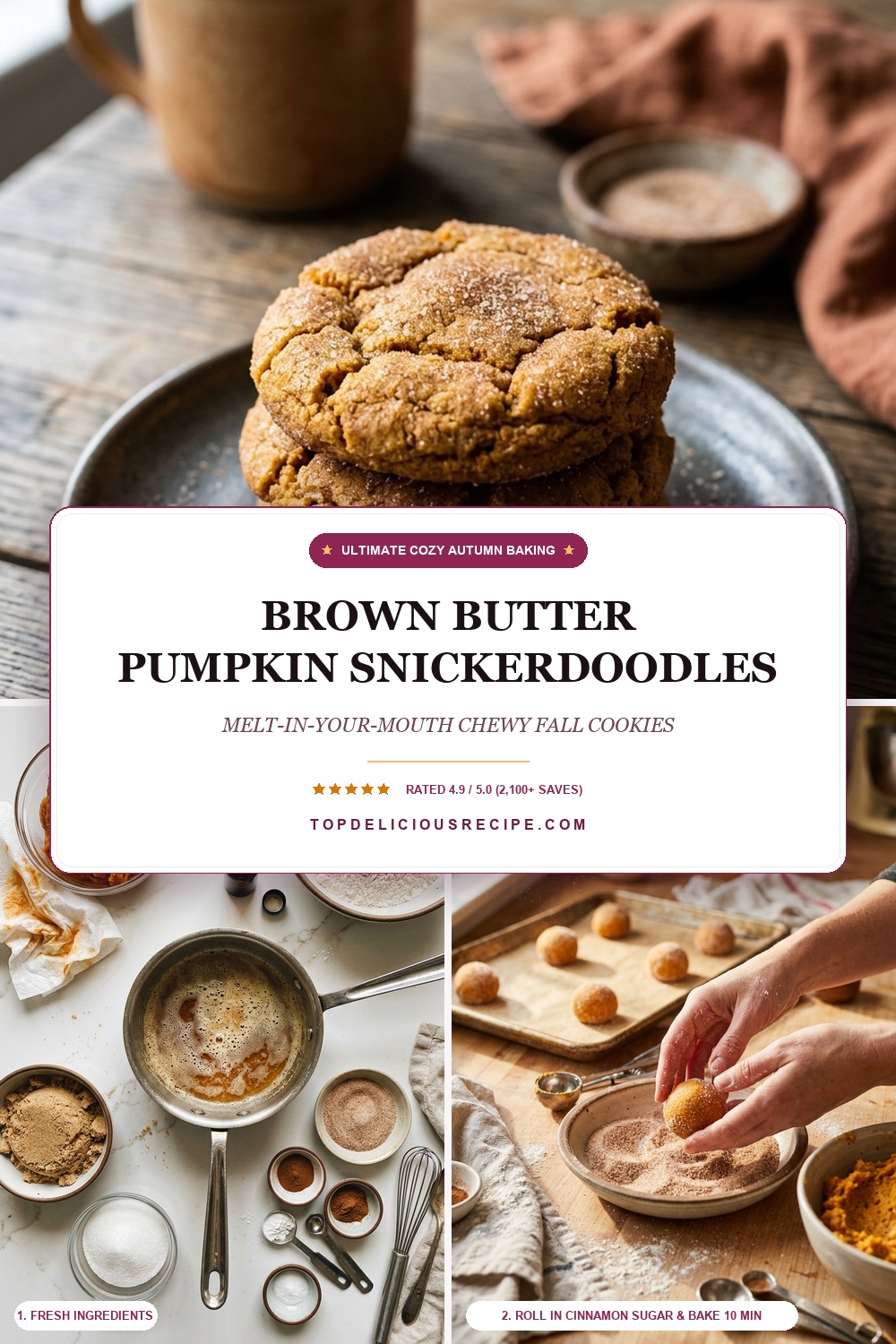 Chewy Brown Butter Pumpkin Snickerdoodles Pinterest Pin Recipe Guide