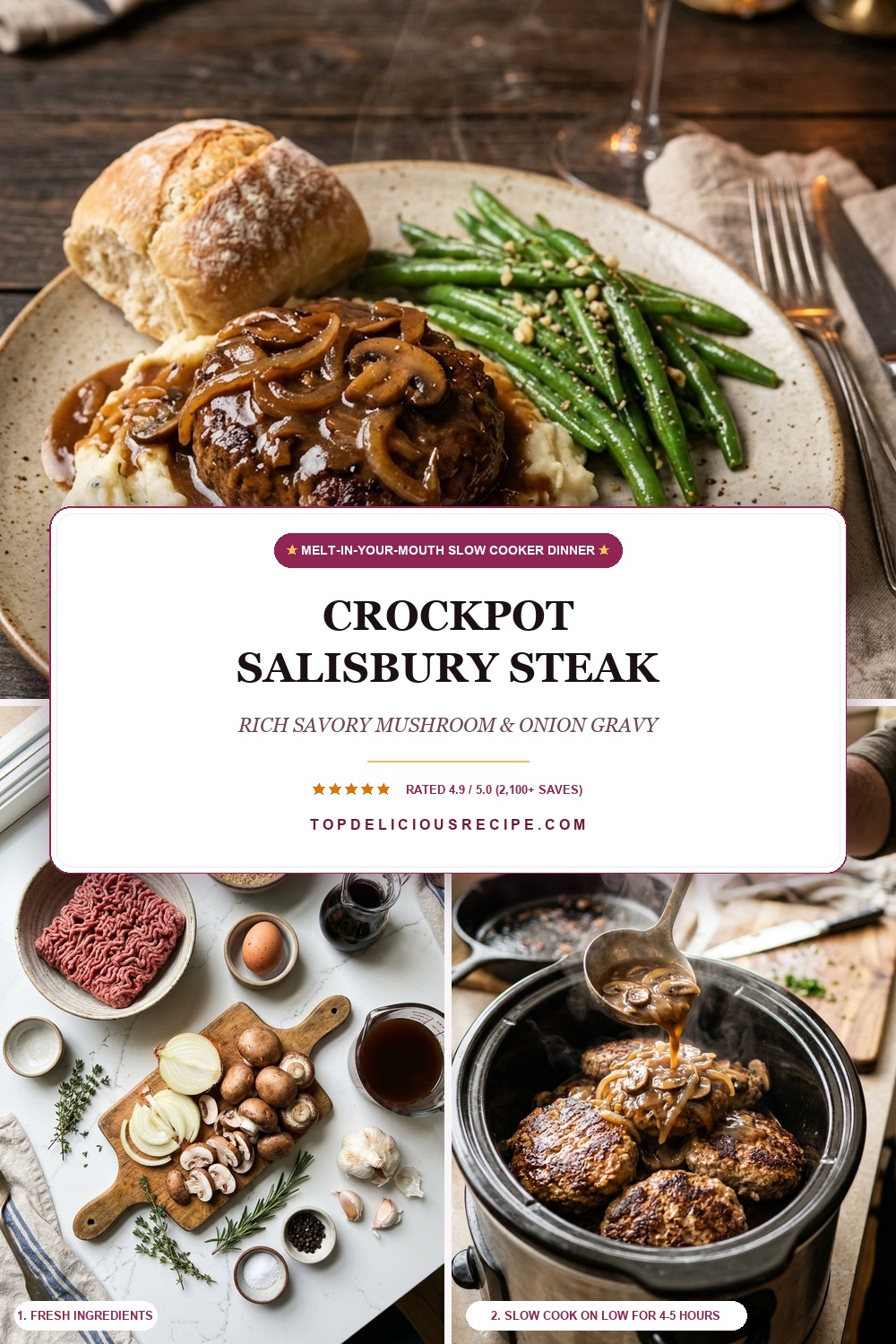 Classic Crockpot Salisbury Steak Pinterest Pin Recipe Guide