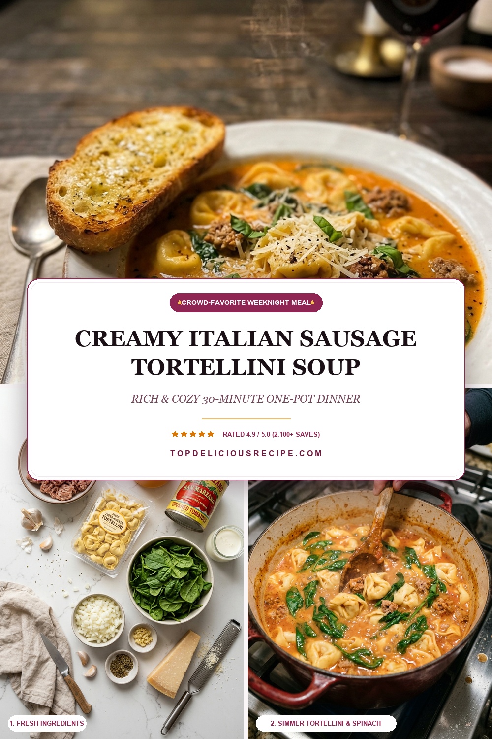 Creamy Italian Sausage Tortellini Soup Pinterest Pin Recipe Guide