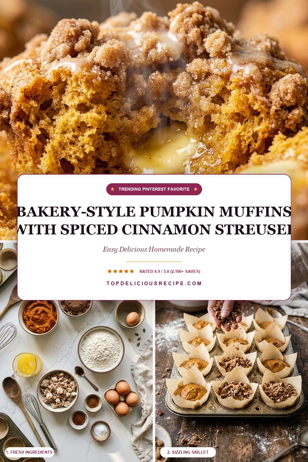 Bakery-Style Pumpkin Muffins (with Spiced Cinnamon Streusel) Pin Template