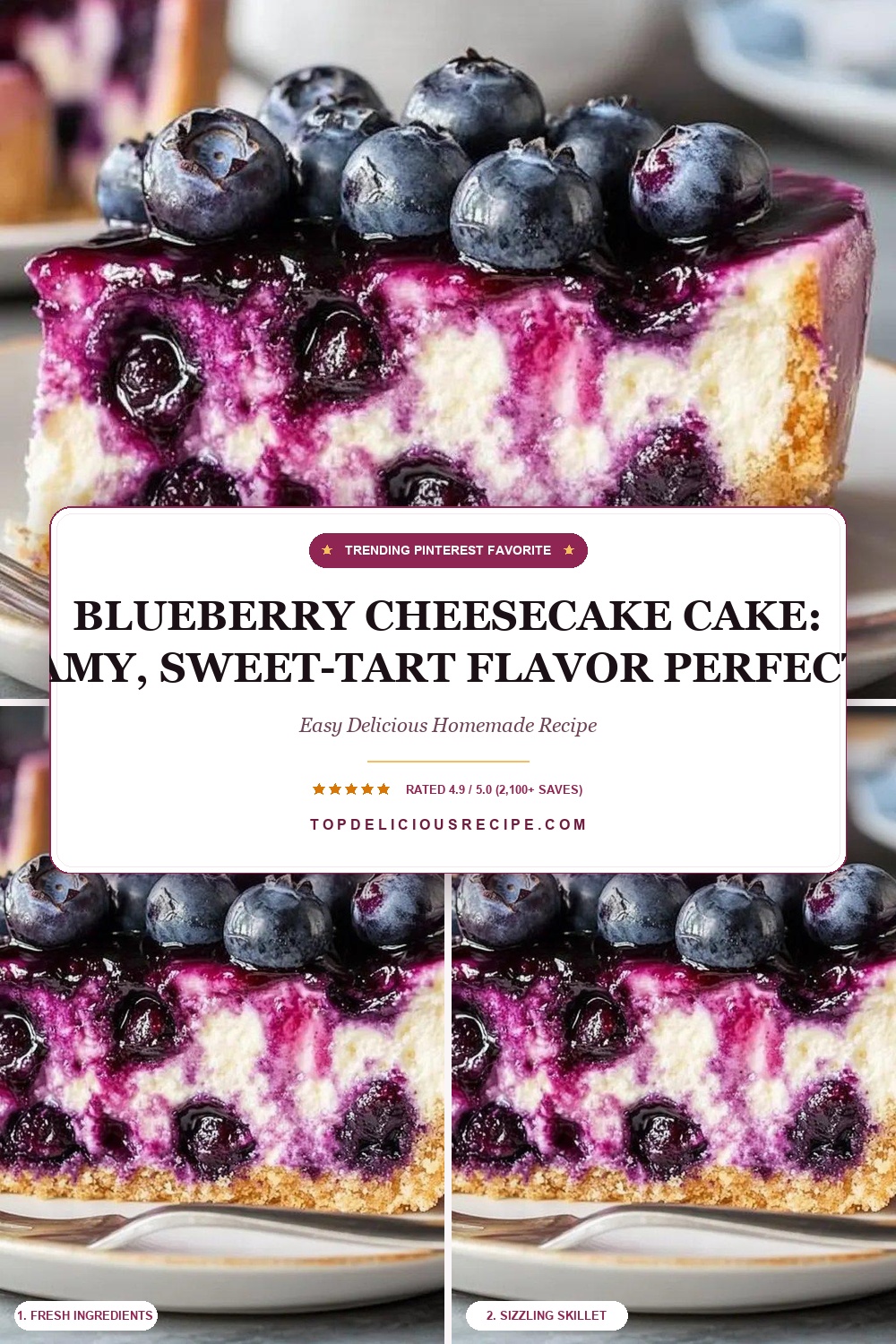 Blueberry Cheesecake Cake: Creamy, Sweet-Tart Flavor Perfection Pin Template