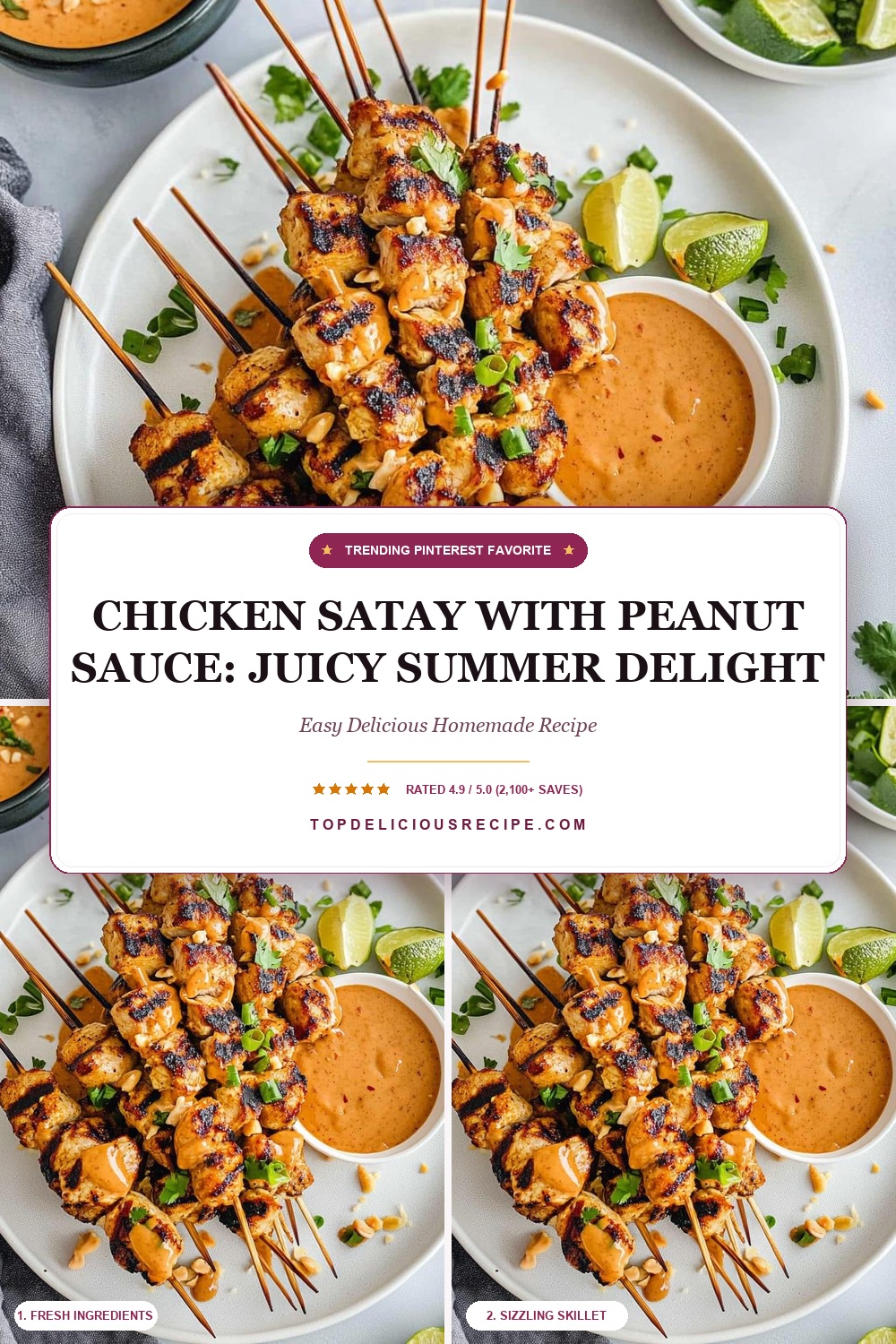 Chicken satay with peanut sauce: Juicy Summer Delight Pin Template