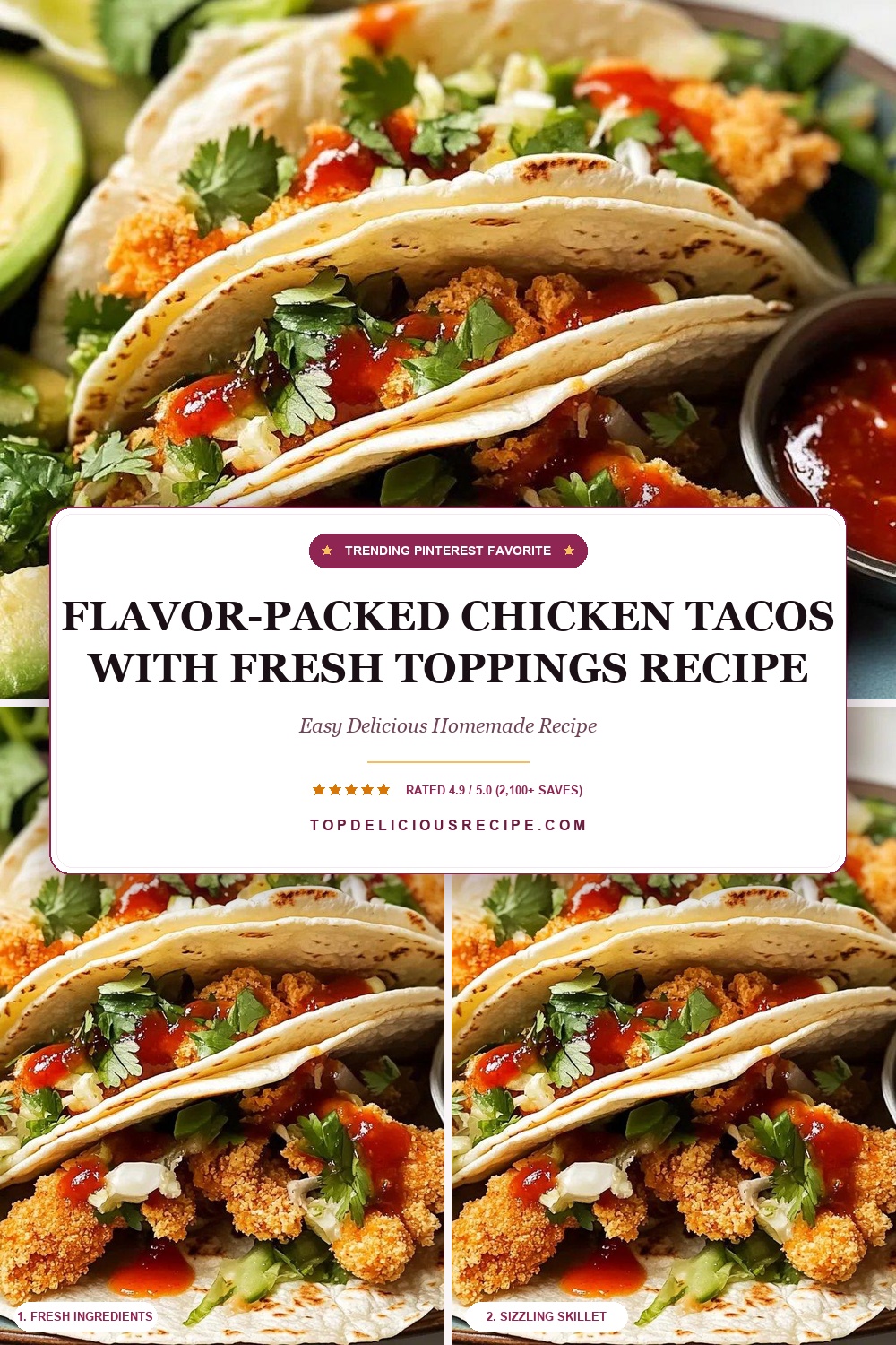 Flavor-Packed Chicken Tacos with Fresh Toppings Recipe Pin Template
