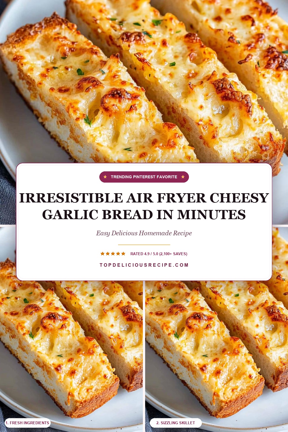 Irresistible Air Fryer Cheesy Garlic Bread in Minutes Pin Template