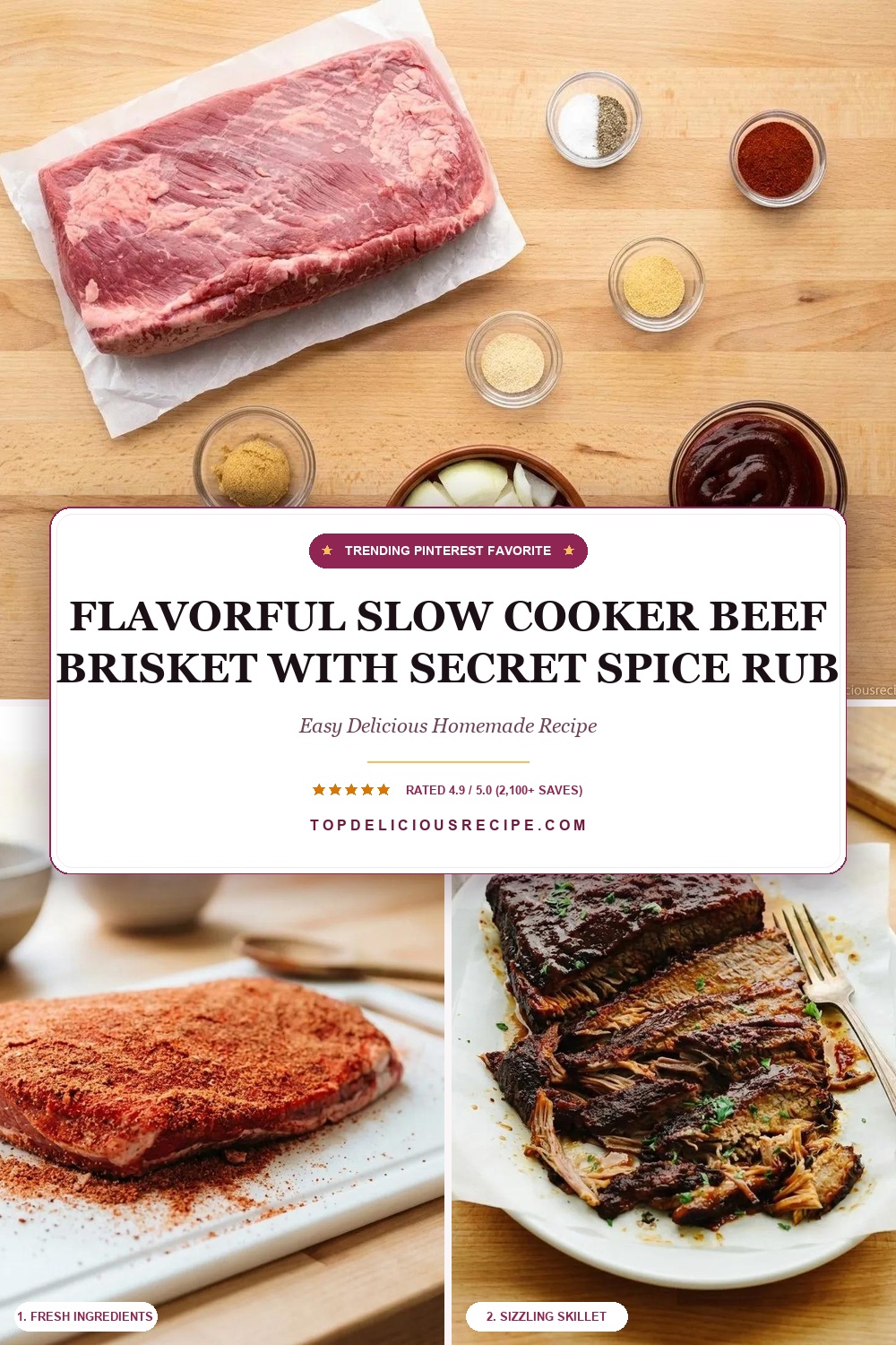 Flavorful Slow Cooker Beef Brisket with Secret Spice Rub Pin Template