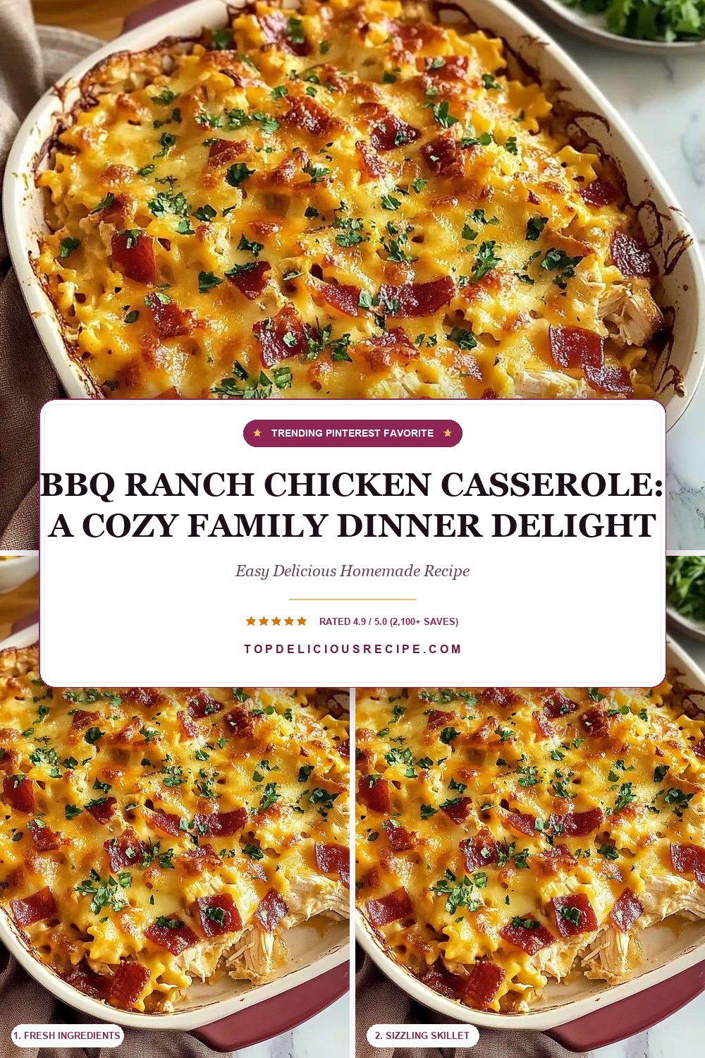 BBQ Ranch Chicken Casserole: A Cozy Family Dinner Delight Pin Template
