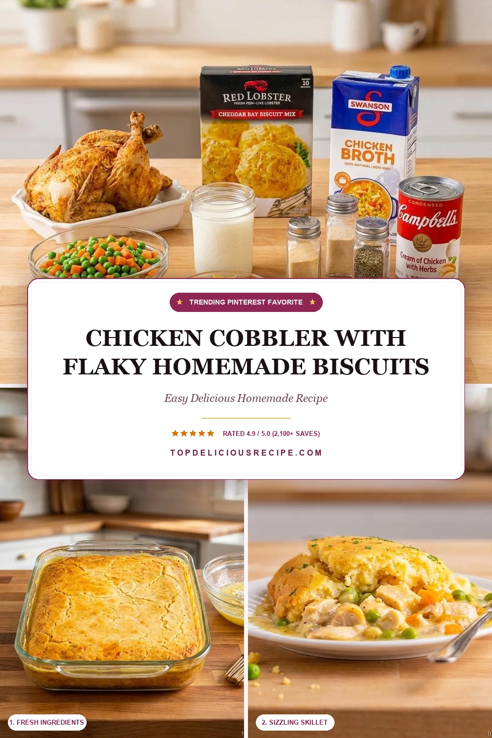 Chicken Cobbler with Flaky Homemade Biscuits Pin Template