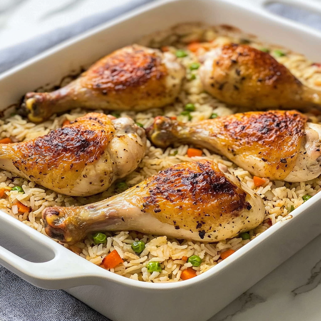 Baked Chicken Legs and Rice
