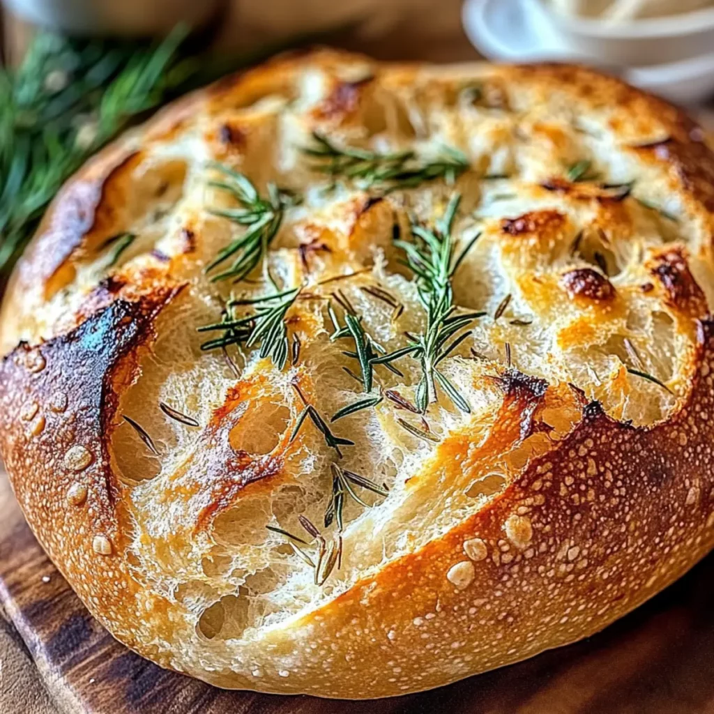Rustic No-Knead Rosemary Garlic Bread