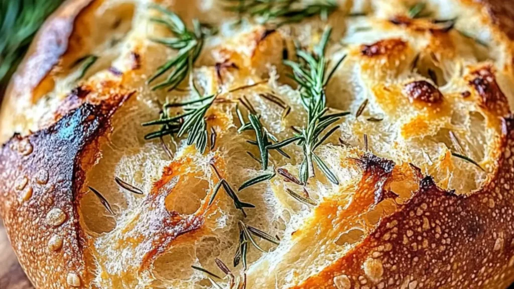 Rustic No-Knead Rosemary Garlic Bread