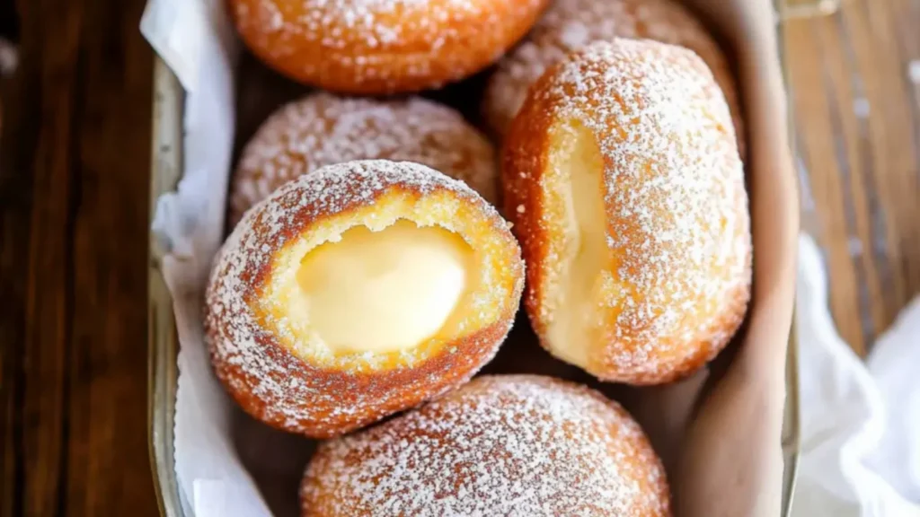 Italian Bomboloni with Vanilla Custard
