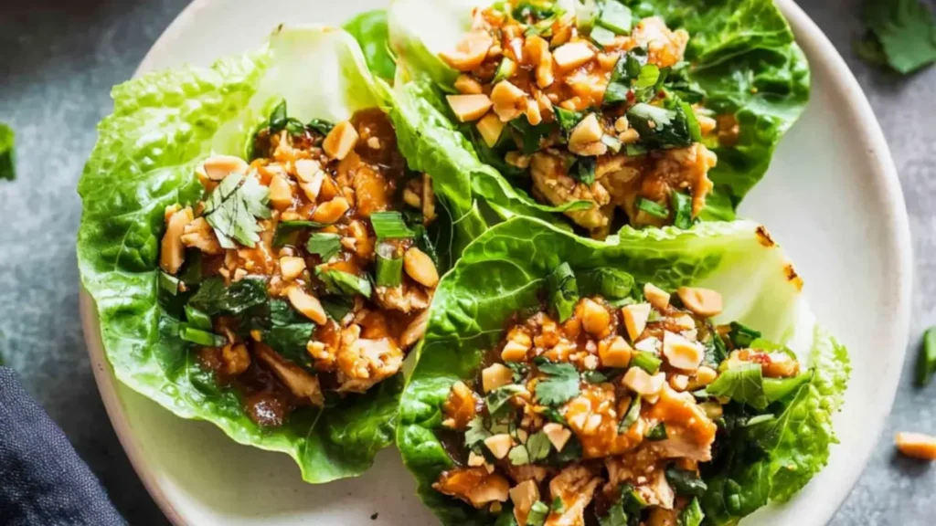 Thai Peanut Chicken Lettuce Wraps