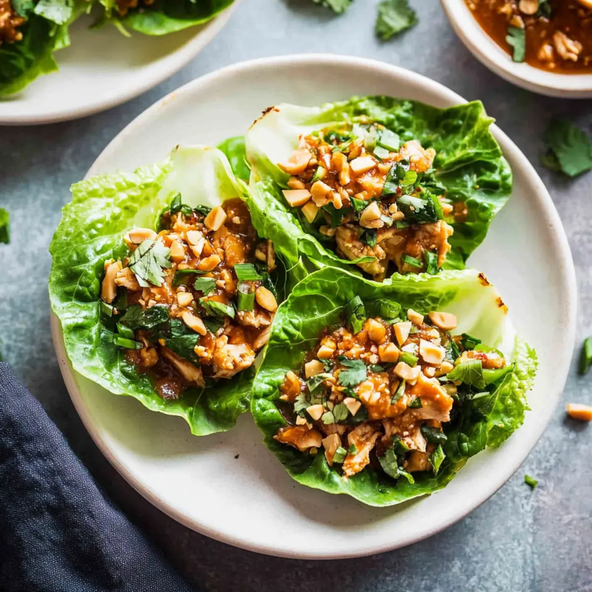 Thai Peanut Chicken Lettuce Wraps