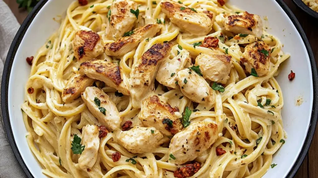 Creamy Cowboy Chicken Linguine Skillet