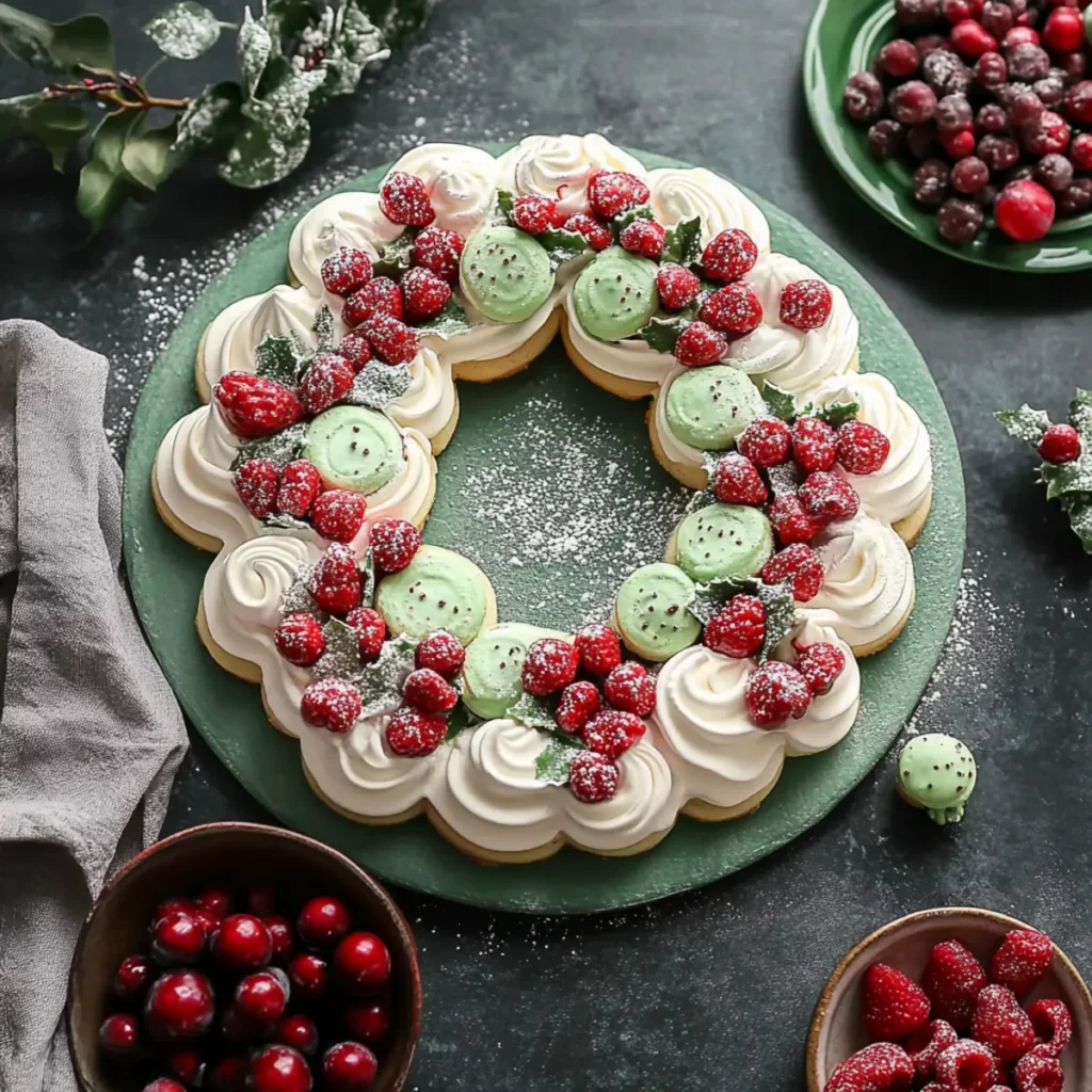 Easy Festive Meringue Wreath Cookies for Holiday Baking