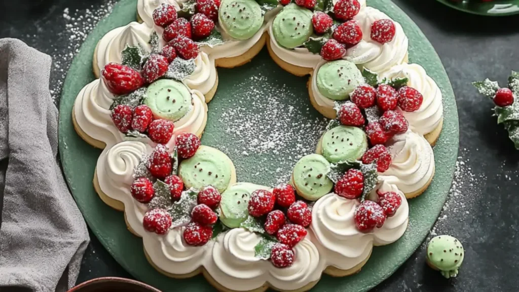 Easy Festive Meringue Wreath Cookies for Holiday Baking