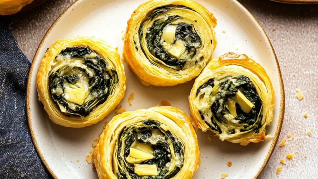 Spinach & Artichoke Puff Pastry Pinwheels