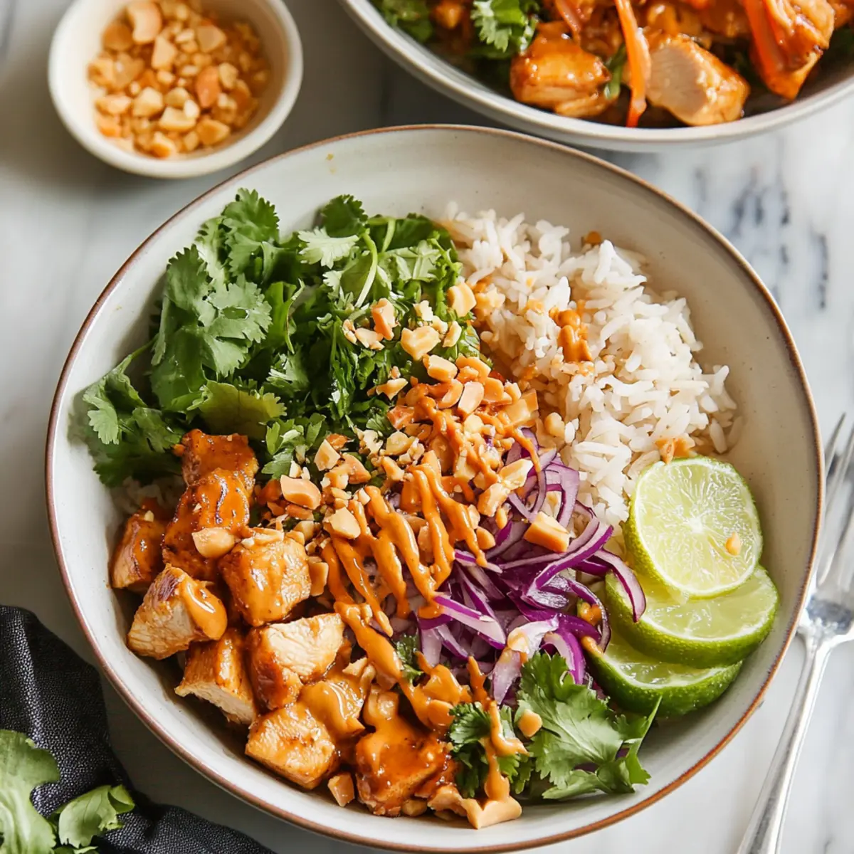 Thai Peanut Chicken Rice Bowls