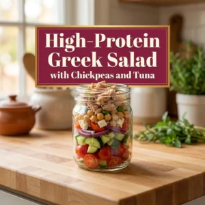 High-Protein Greek Salad with Chickpeas and Tuna