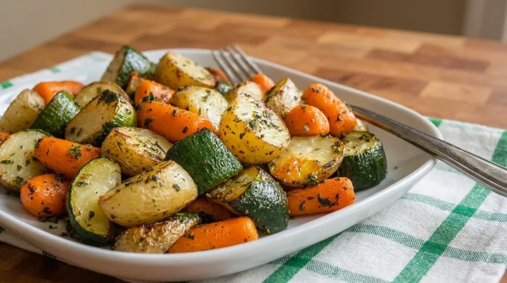 Easy Garlic Herb Roasted Potatoes, Carrots, and Zucchini Recipe - Top delicious recipe