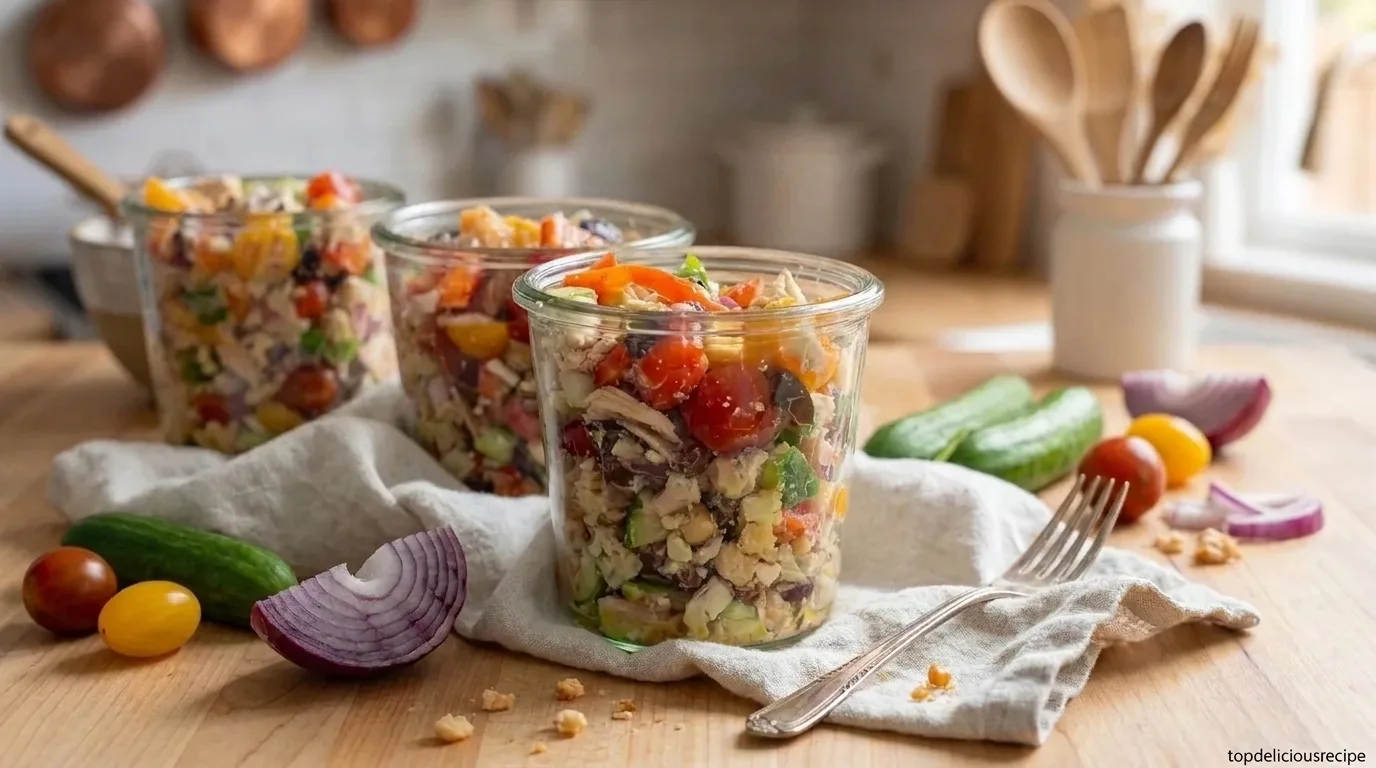 Protein-Packed Greek Salad with Chickpeas and Tuna Recipe - Top delicious recipe