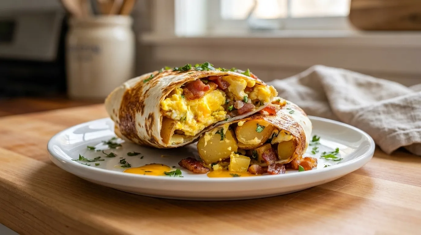 Perfect Irresistible Crispy Bacon Egg and Cheese Burrito with Pot… - Top delicious recipe