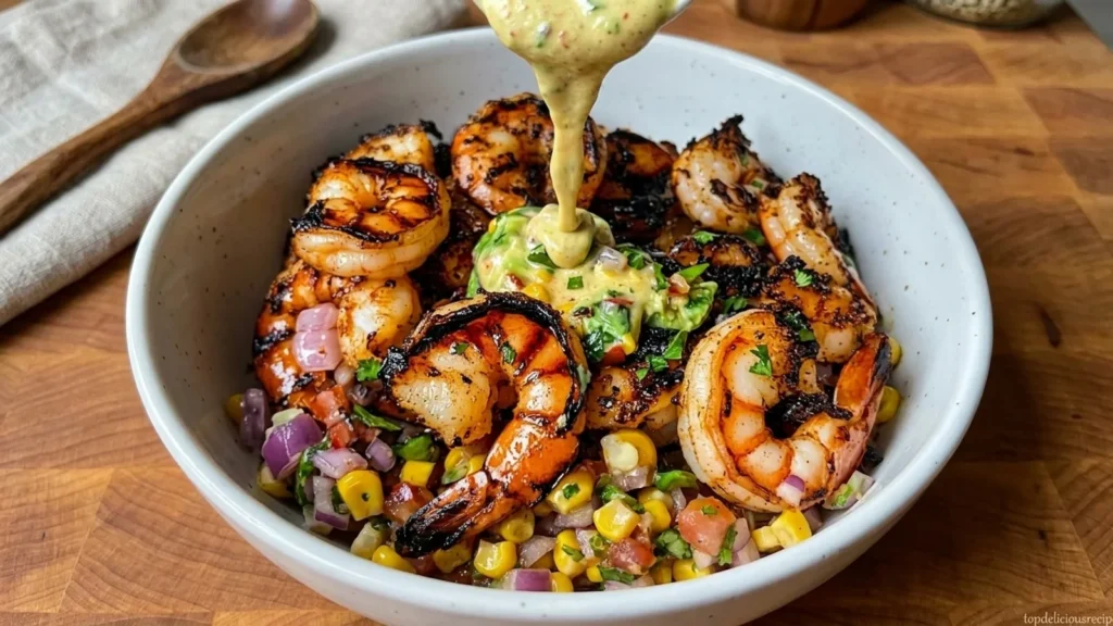 The Best Irresistible Grilled Shrimp Bowl with Avocado & Corn Salsa - Top Delicious Recipe