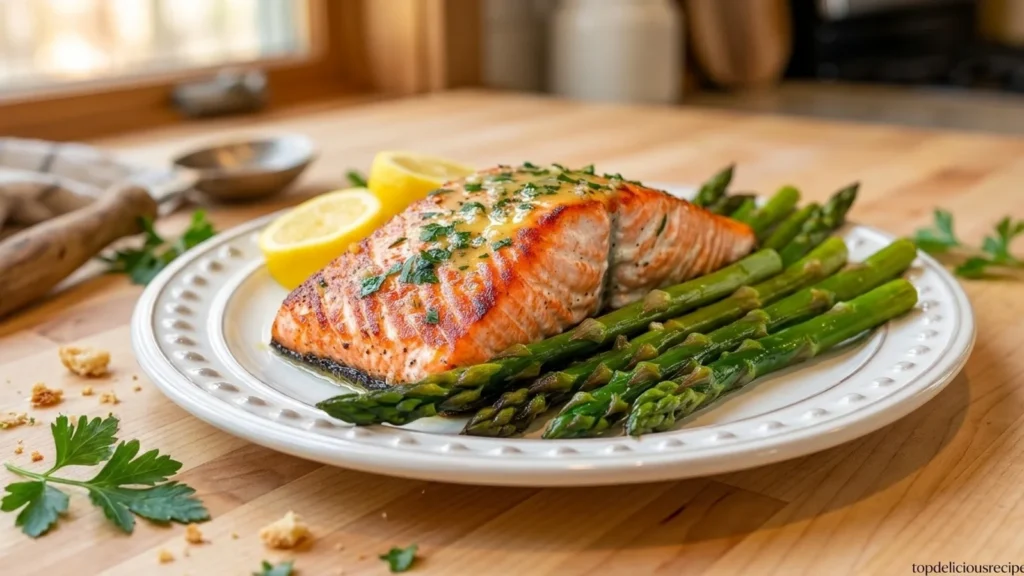 Garlic Butter Salmon with Lemon Asparagus: Deliciously Juicy - Top Delicious Recipe