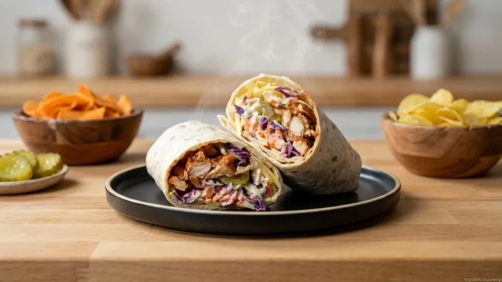BBQ Rotisserie Chicken Wraps with Tangy Slaw Surprise