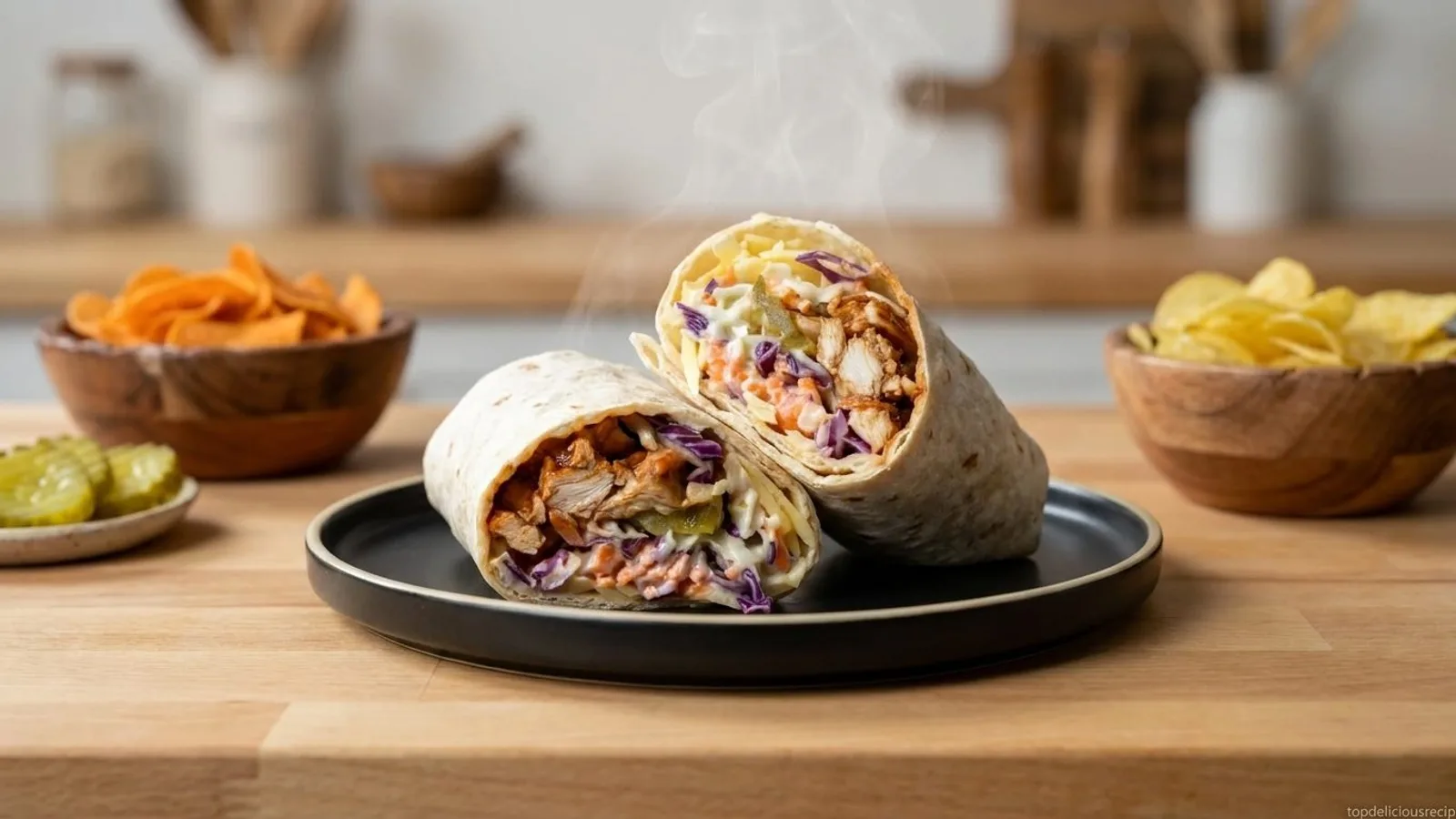 BBQ Rotisserie Chicken Wraps with Tangy Slaw Surprise
