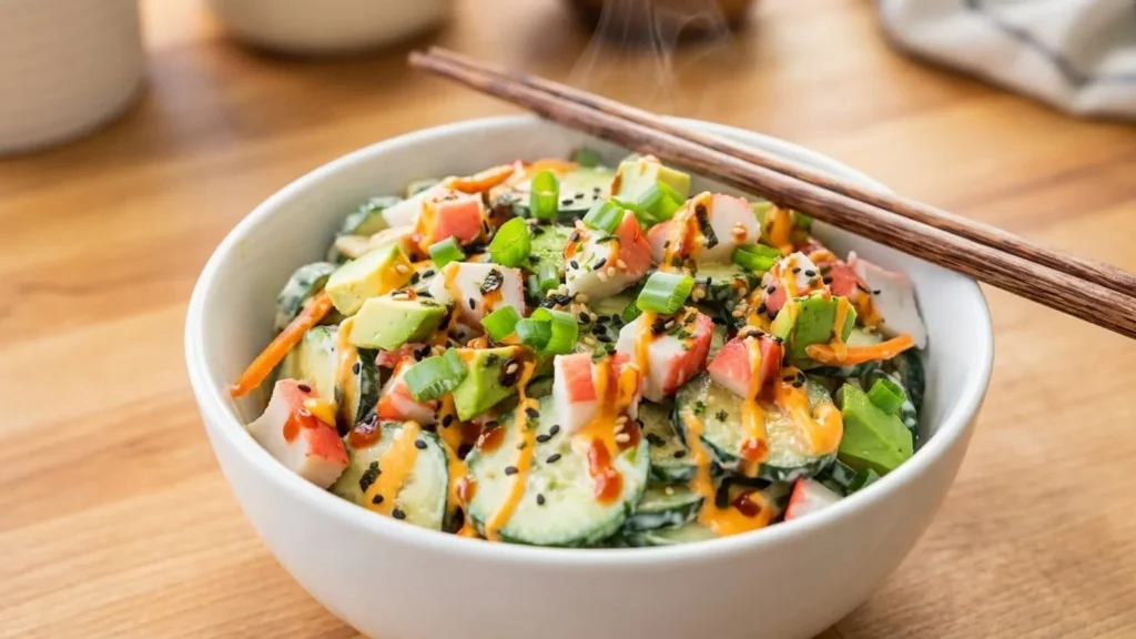 California Roll Cucumber Salad with Whipped Creaminess