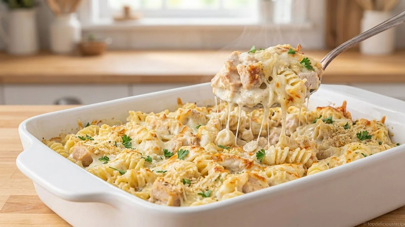 Creamy Garlic Parmesan Chicken Pasta Bake Recipe