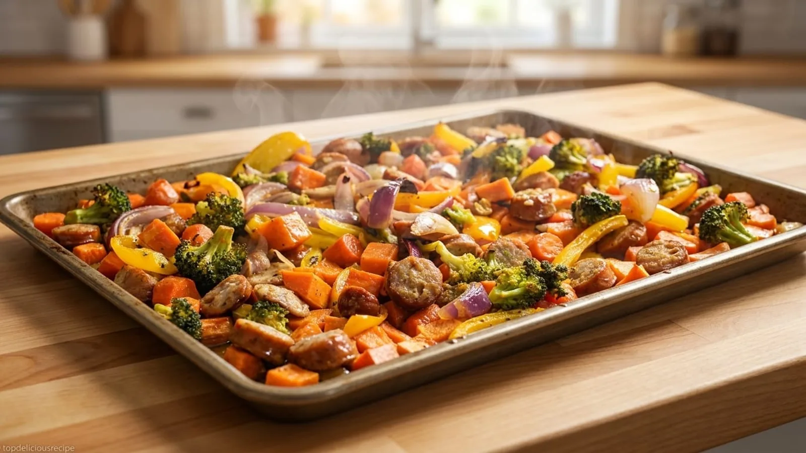 Easy Chicken Apple Sausage Sheet Pan Dinner with Veggies