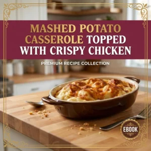 Mashed Potato Casserole Topped with Crispy Chicken