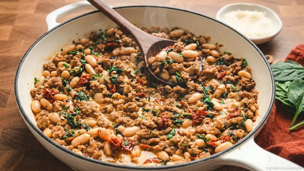 Savor Tuscan Bean and Sausage Skillet – A Hearty One-Pan Dish