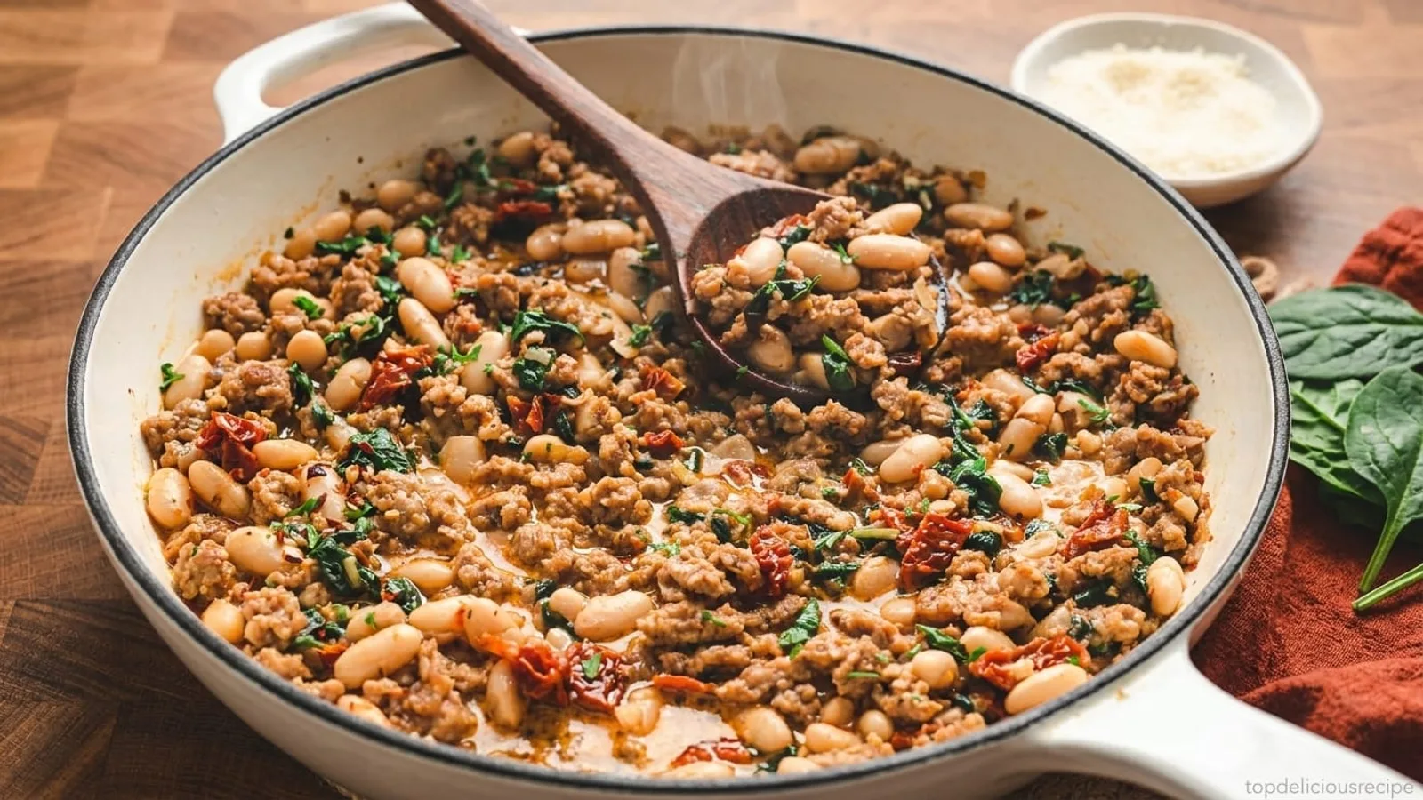 Savor Tuscan Bean and Sausage Skillet – A Hearty One-Pan Dish