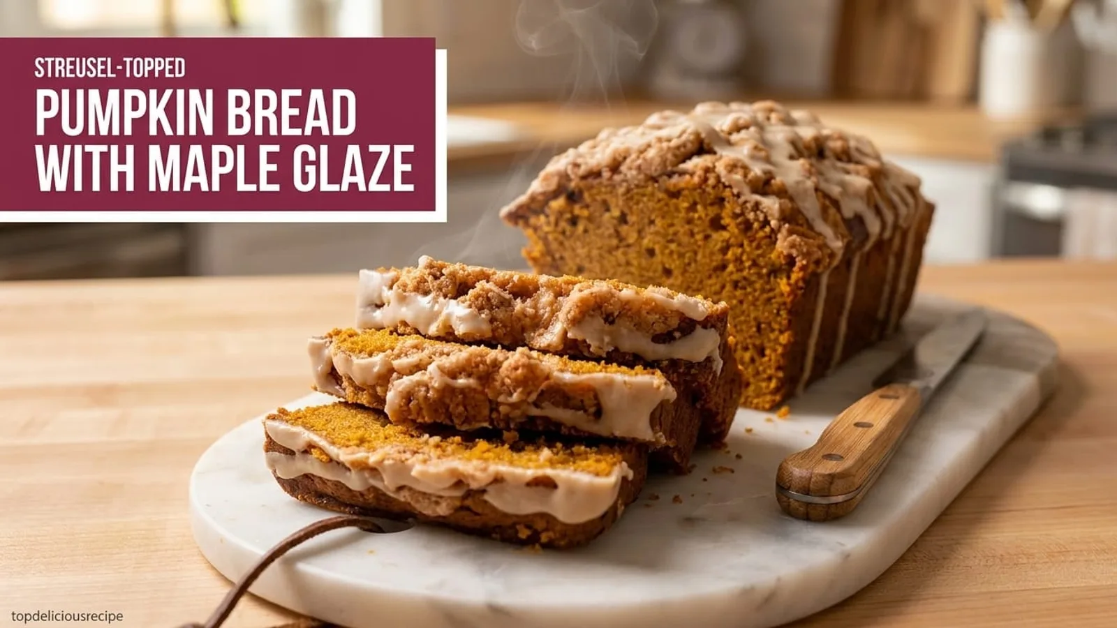 Streusel-Topped Pumpkin Bread with Maple Glaze Recipe